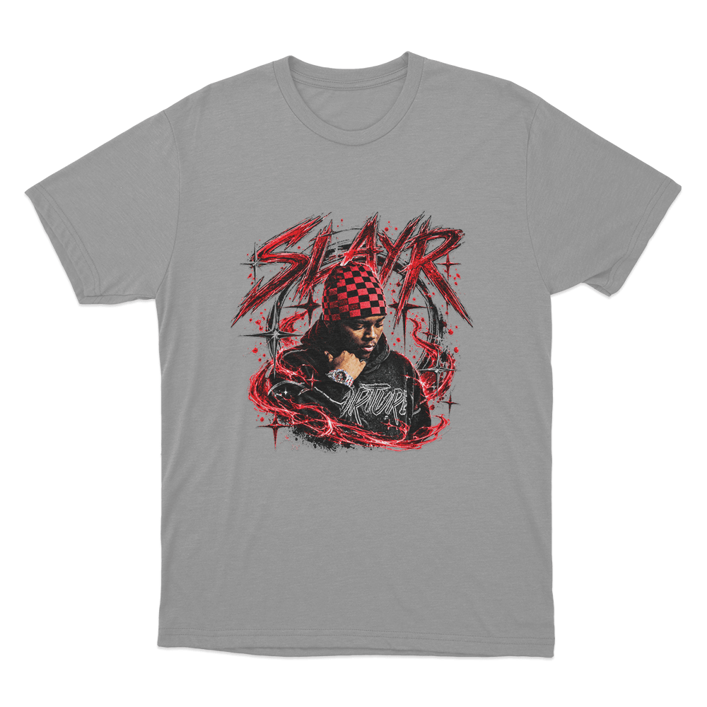 Slayr Portrait Unisex T Shirt Grey Slayr Portrait Unisex T Shirt Grey