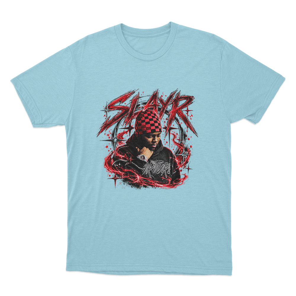 Slayr Portrait Unisex T Shirt Sky Blue Slayr Portrait Unisex T Shirt Sky Blue